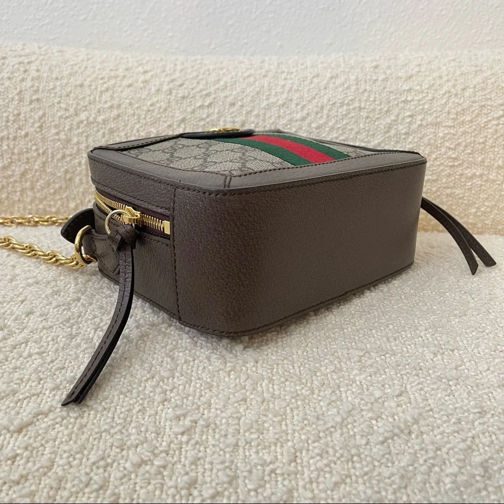 Gucci GG Supreme Monogram Mini Ophidia Top Handle Crossbody Purse - Picture 8 of 14